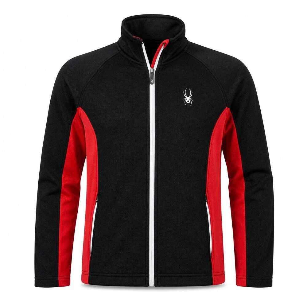 Spyder Boys Full Zip Ski Jacket Red Black Performance Fleece Snowboarding Sz  XL